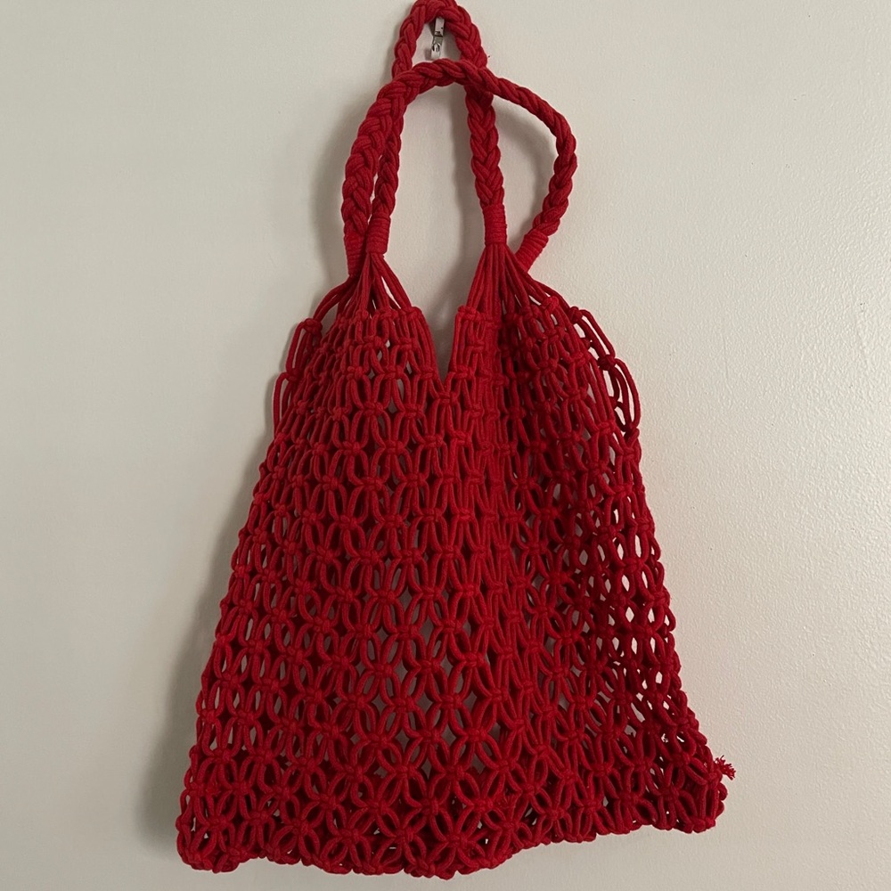 woven red bag